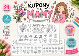 Kupony dla Mamy – Kolorowanka DIY | 24 Kupony do Wycięcia i Podarowania