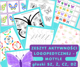Logopedia - zeszyt aktywności logopedycznej – motyle - głoski szumiące sz,żcz,dż