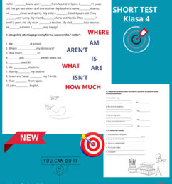 TO BE- SHORT TEST 2 strony- klasa 4