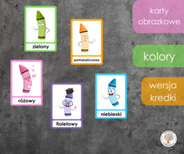 Karty obrazkowe - kolory - kredki