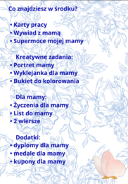 Dzień Mamy – zestaw kart pracy, laurka, dyplomy, wiersze, kupony, medale (20 stron PDF do druku)