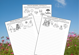 Wakacyjne OPOWIADANIE – karta pracy – ćwiczenia redakcyjne – wakacje – lato- wersja czarno-biała