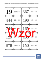 Domino - Dodawanie i odejmowanie do 1000 | matematyka
