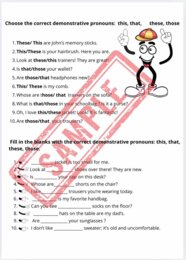 Zaimki wskazujące-WKLEJKA - ĆWICZENIA -Demonstrative pronouns THIS/THAT/THESE/THOSE- klasa 4 SP