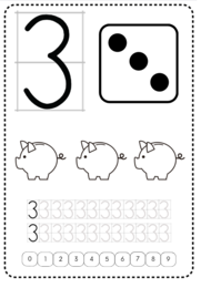 Cyfry 0-9 - karty pracy czarno-białe