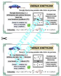 Energia kinetyczna - wklejka do zeszytu.