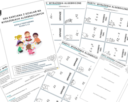 Gra karciana z wyrażeń algebraicznych (klasa 6,7,8)