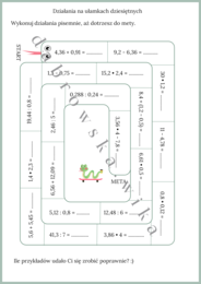 Działania na ułamkach dziesiętnych - wąż matematyczny