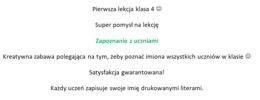 Pierwsza lekcja w 4 klasie- pomysł na kreatywną lekcję.