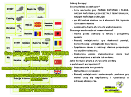 Gra geograficzna TRZY DOMINA pakiet MAX DOMINO NAZWY PAŃSTW EUROPEJSKICH I ICH FLAGI, DOMINO NAZWY PAŃSTW EUROPEJSKICH I ICH STOLICE, DOMINO NAZWY PAŃSTW EUROPEJSKICH I ICH KSZTAŁTY TERYTORIALNE