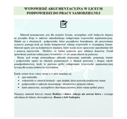 WYPOWIEDŹ ARGUMENTACYJNA W SZKOLE PONADPODSTAWOWEJ KROK PO KROKU