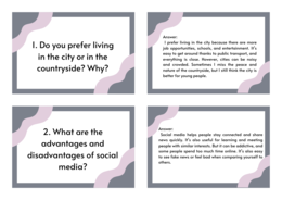 100 Flashcards / Pytania na maturę ustną / Matura Ustna / Angielski / Fiszki