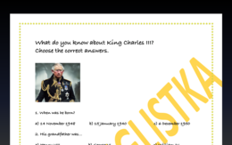 Król Karol III - króciutki quiz w języku angielskim z kluczem