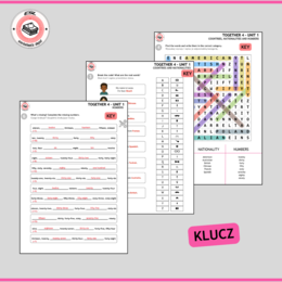 Together 4 Unit 1 - zestaw: Vocabulary Activities + Grammar Activites + Revision Board Game