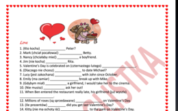 Love - Tłumaczenie 40 fragmentów zdań dla ósmoklasistów i nie tylko+ klucz
