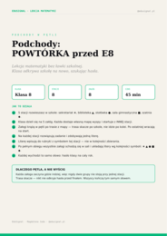 Powtórka przed E8 matematyka — podchody w szkole, klasa 8, początek roku (materiał klas 4-7 + klucz)