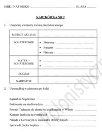 Sprawdzian. Kartkówki "Pan Tadeusz"