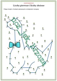 Liczby pierwsze i liczby złożone, połącz kropki, karta pracy, klasa 5