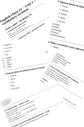 English Class A1 – Unit 1 – vocabulary revision