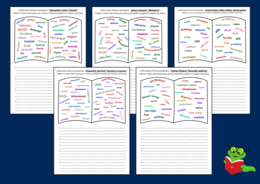 LEKTUROWE CHMURY WYRAZOWE - lektury obowiązkowe z kl. 4 - 8 - chmura - karta pracy - EGZAMIN - powtórka - 18 str.