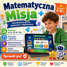 Matematyczna Misja: Dodawanie i Odejmowanie — interaktywna gra dla dzieci 6–10 lat