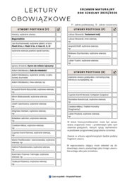 Lista (checklista) lektur – liceum