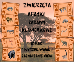 Zwierzęta Afryki zabawy klamerkowe CIENIE