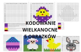 Wielkanocne kodowanie - 5 obrazków. kodowanie na dwa sposoby