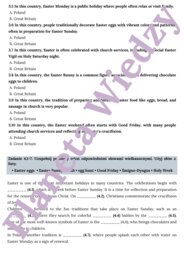 WIELKANOCNA KARTA PRACY- EASTER WORKSHEET_KLASY 4-8: SŁOWNICTWO WIELKANOCNE, ZWYCZJE POLSKIE I BRTYJSKIE, QUIZ O ZWYCZAJACH WIELKANOCNYCH NA ŚWIECIE + ODPOWIEDZI