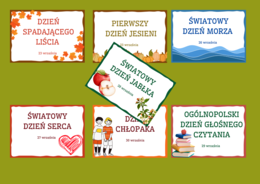 ŚWIĘTA TYPOWE I NIETYPOWE - wrzesień - napisy - gazetka - dekoracja - BIBLIOTEKA - 14 stron