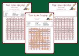 DZIEŃ JĘZYKA OJCZYSTEGO – wykreślanka – karta pracy - biblioteka - świetlica - język polski