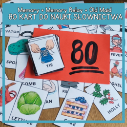 Memory + Memory Relay + Old Maid | 80 kart do nauki słownictwa