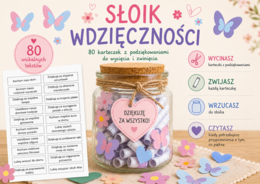 Słoik Wdzięczności dla Mamy i Taty -  80 karteczek DIY do wycięcia