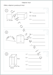 Objętość brył - karta pracy