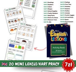📘 Mini English Lessons – Activity Book🧑‍🎓🇬🇧 🧑‍🎓Praktyczny zestaw 20 kart pracy/mini lekcji dla nauczycieli języka angielskiego!