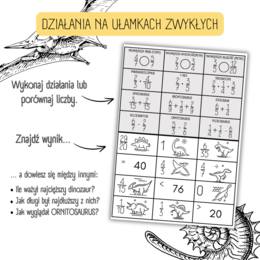 DZIAŁANIA NA UŁAMKACH ZWYKŁYCH - ciekawostki o dinozaurach.