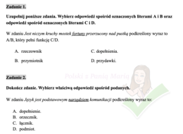 części zdania - zadania egzaminacyjne