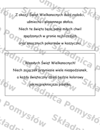 WIELKANOC - życzenia wielkanocne do druku i wycięcia – 20 gotowych tekstów na kartki (plik do edycji)