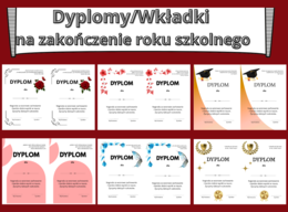 Dyplomy / wkładki na zakończenie roku szkolnego