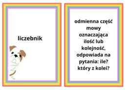 Fiszki, części mowy, teoria, 12 fiszek z definicjami