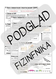 Ruch jednostajny prostoliniowy - A5 notatka/karta pracy/wklejka - kinematyka