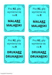 Memory ortograficzne – zasady pisowni ż-rz (wersja kolorowa)