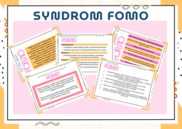Gazetka szkolna- FOMO- profilaktyka -pedagog-psycholog-wychowawca- 10 kolorowych kart A4- całoroczne