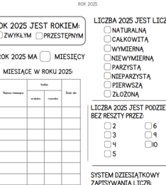 Wklejka do zeszytu Nowy Rok 2025