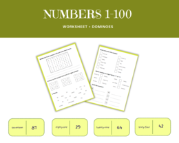 Numbers 1-100 Worksheet - liczby 1-100 po angielsku, karty pracy, ćwiczenia. Dodatkowo gra domino
