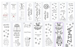 Zimowe i świąteczne zakładki do książek do pokolorowania