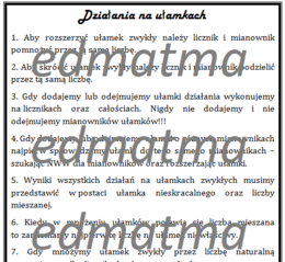 Działania na ułamkach zwykłych - teoria (wklejka do zeszytu)