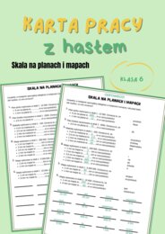 Skala na planach i mapach, klasa 6, karta pracy z hasłem