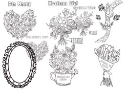 Laurki, kolorowanki, wklejki - Dzień Mamy, Dzień Rodziny