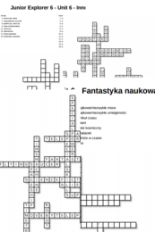 Junior Explorer 6 – Unit 6 – krzyżówki – Kosmos/Fantastyka naukowa/Inne słówka